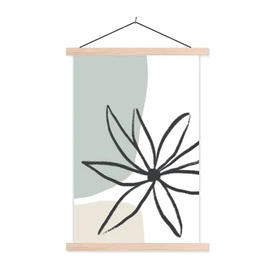 Produktbild von MuchoWow® Textilposter Blume - Pastell - Minimalismus 120x180 cm mit holzfarbenen Rahmen - Textil-Plakat