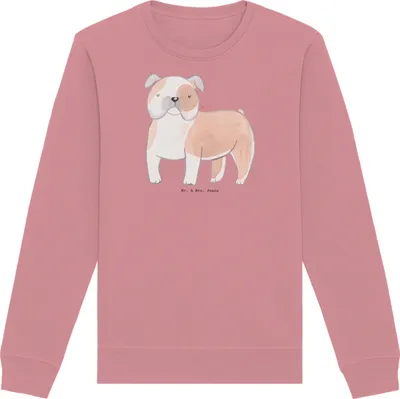 Produktbild von Mr. & Mrs. Panda Baumwoll Pullover Englische Bulldogge Moment Größe XXL - Canyon Pink - Geschenk, Sweater, Sweatshirt, Pulli