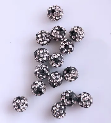 Zdjęcie produktu dla Koraliki Shamballa, brokat, 10 mm, 10 sztuk, Antrahzit
