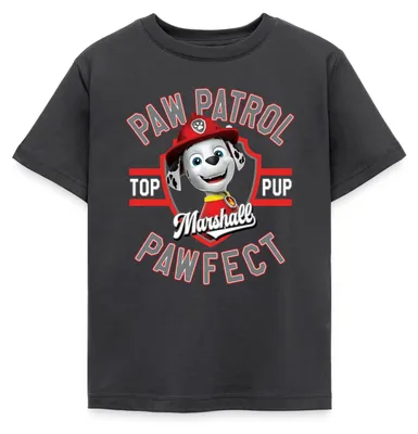 Produktbild von Spreadshirt Paw Patrol Marshall Pawfect Feuerwehrhund Kinder T-Shirt, 98/104 (3-4 Jahre), Dunkelgrau
