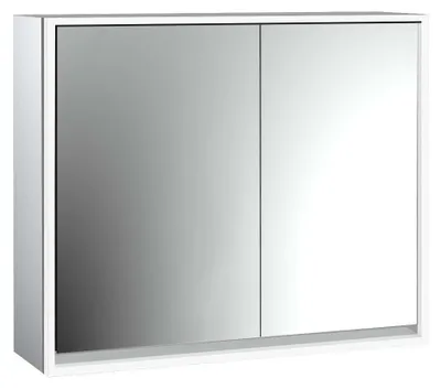 Image de emco loft Armoire de toilette avec éclairage, 800mm, 2 portes, modèle apparent, aluminium/miroir, 979805110