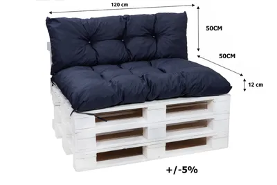 Obrázok produktu pre Polštáře na paletový nábytek 120x50 sedák + opěrák 120x50cm | Polstry na paletové sezení venkovní | Paletový polštář tmavě modrá