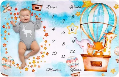 Productafbeelding van Baby-mijlpaal fotodeken, maandelijkse groeiregistratie, 1 stuk, voor pasgeborenen