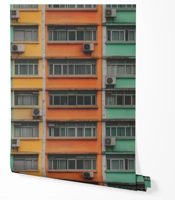 Immagine prodotto di Carta da parati in tessuto non tessuto edificio colorato facciata città 5m x 0.5m