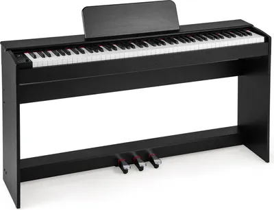 Zdjęcie produktu dla COSTWAY Keyboard Piano 88-klawiszowe pianino cyfrowe z podstawką meblową, potrójnymi pedałami i klawiaturą, podwójnymi głośnikami i gniazdami słuchawkowymi, czarne