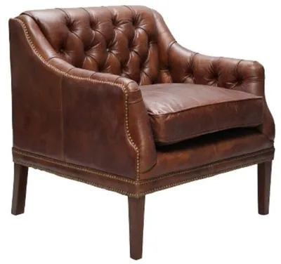 Produktbild von Casa Padrino Echtleder Wohnzimmer Sessel Dunkelbraun 80 x 77 x H. 85 cm - Luxus Wohnzimmermöbel