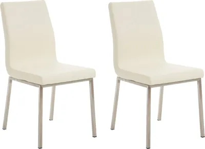 Produktbild von CLP 2er Set Esszimmerstühle Colmar Edelstahlgestell creme