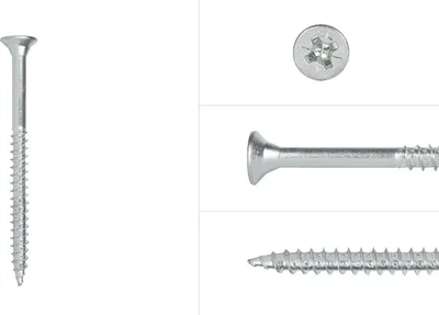 Immagine prodotto di Viti per pannelli truciolari zincate 5 x 60 mm Pozidrive a filettatura parziale - confezione da 200 viti
