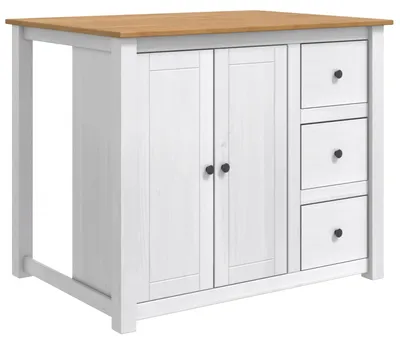 Produktbild von vidaXL Küchentrolley PANAMA 2 pcs Weiß und Honigwachs 112 x 77 x 90 cm
