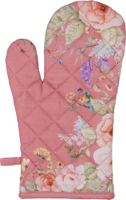 Produktbild von Clayre & Eef Ofenhandschuh 18x30 cm Rosa Baumwolle Blumen