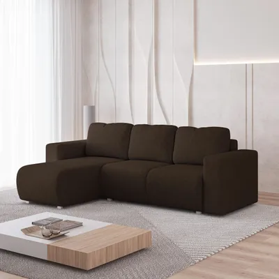 Produktbild von Masseno Ecksofa RINOVA mit Schlaffunktion L-Form, Sofa mit Bettkasten, Wohnzimmersofa, Couch, Soffa, Bettsofa, Couchgarnitur- Braun, NEVE 28