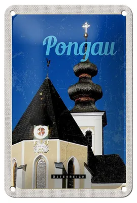 Produktbild von Blechschild Reise 12x18cm Pongau Österreich Kirche Urlaub Stadt Schild