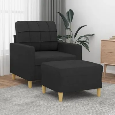 Immagine prodotto di Poltrona con poggiapiedi in tessuto, colore nero, 60 cm, 19,7 kg