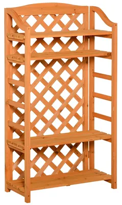 Produktbild von Pflanzenregal – Blumenregal – Pflanzenständer – Pflanzenhalter – Verstellbare Ablagen – Klappbar – Natürliches Kiefernholz