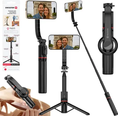 Zdjęcie produktu dla SWISSTEN selfie stick kijek tripod statyw Bluetooth kompatybilny z MagSafe