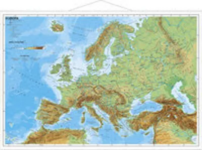 Produktbild von Stiefel Wandkarte Miniformat Europa, physisch, mit Metallstäben