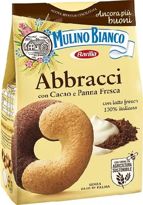 Produktbild von Mulino Bianco Abbracci Kekse mit Sahne und Kakao (350g Beutel) + usy Block
