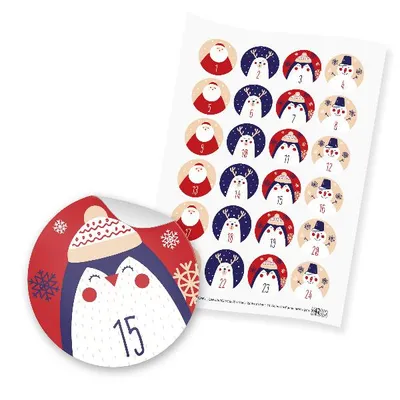 Produktbild von itenga 24x Zahlensticker Z43 Weihnachtsfiguren 1-24
