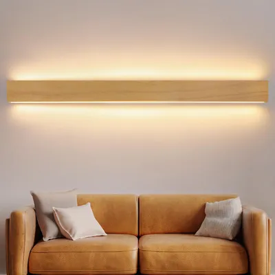 Zdjęcie produktu dla ZMH LED kinkiet wewnętrzny lampa ścienna drewno 100 CM 36W nowoczesny korytarz lampa ścienna w górę iw dół światło pośrednie 3000K ciepła biel 5000lm oświetlenie ścienne do salonu sypialnia korytarz schody