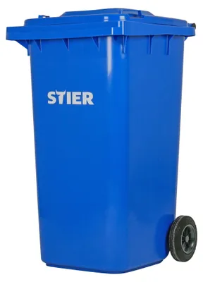 Produktbild von STIER 2-Rad-Müllgroßbehälter, Mülltonne, Volumen 240 Liter, Mülleimer, Farbe: Blau, Größe: 576 x 720 x 1067 mm, Restmülltonne mit Rädern und Deckel, Universaltonne