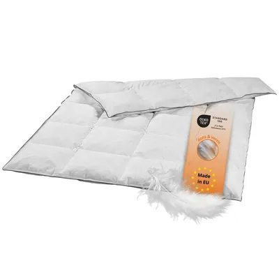 Productafbeelding van licht donsdekbed, 135 x 200 cm, 20% dons / 80% veren, doorgestikt dekbed, sleepling