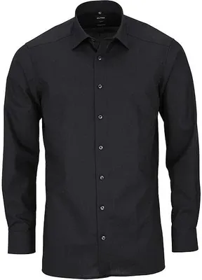 Produktbild von Olymp Modern Fit Hemd Langarm Uni Popeline Schwarz 6350/64/68, Größe: 38
