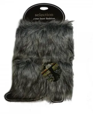 Produktbild von Tobeni Damen Stiefelstulpen Felloptik Kunstfell Boot Cuffs One Size 10 cm, Farbe:Grau