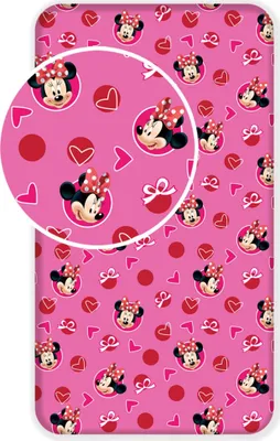 Produktbild von Disney Minnie Mouse Spannbetttuch – Baumwollbettlaken für Kinderbett (90x200+25 cm)