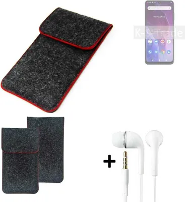 Produktbild von K-S-Trade Handy Schutz Hülle kompatibel mit Cubot P60 Schutzhülle Handyhülle Filztasche Pouch Tasche Case Sleeve Filzhülle dunkelgrau roter Rand +