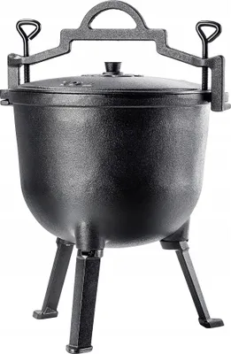 Obrázok produktu pre Liatinový hrniec - Dutch Oven - 10 l - Pre viac ako 5 osôb - Pre táborák a grilovanie