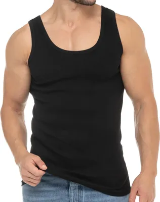 Produktbild von Celodoro Herren Feinripp Tank Top (4er Pack) Business Unterhemd ohne Nähte - Schwarz 3XL