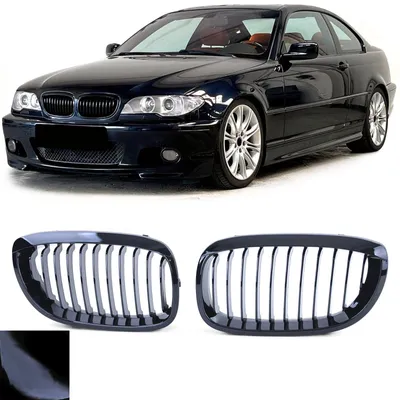 Sport Kühlergrill SCHWARZ GLANZ für BMW 3er E46 Coupe Cabrio ab 2003-2007 – Produktansicht