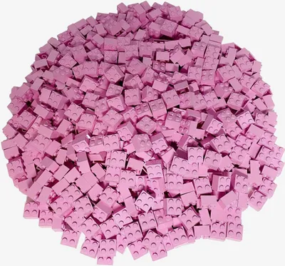 A pile of pink LEGO bricks.