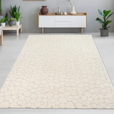 Obrázek produktu pro Koberec do obývacího pokoje s krátkým vlasem a tečkovaným vzorem v krémové barvě Velikost - 80 x 150 cm
