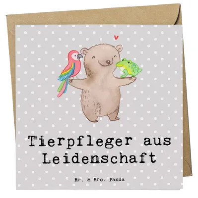 Produktbild von Mr. & Mrs. Panda Glückwunschkarte Tierpfleger Leidenschaft - Grau Pastell - Geschenk, faltkarte, doppelkarte, Grußkarte, Klappkarte, anlasskarte