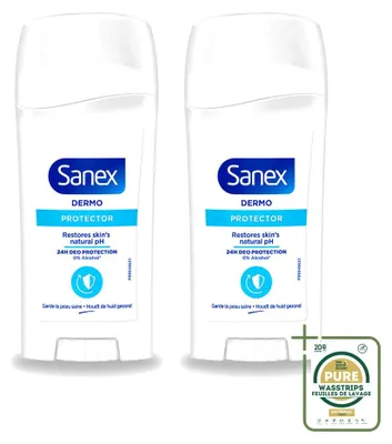 Imagen del producto de 2 unidades de antitranspirante en barra Sanex Dermo Protector, 65 ml, pack ahorro