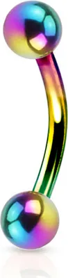 Produktbild von viva-adorno 1,2x8x3mm Piercing Banane Augenbrauenpiercing mit Kugeln Edelstahl verschiedenen Farben und Größen Z56, regenbogen