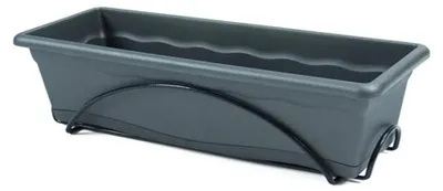 Productafbeelding van Bloempot met onderzetter, antracietkleurig, van polypropyleen, 50 x 20 cm