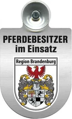 Produktbild von Einsatzschild mit Saugnapf - Pferdebesitzer im Einsatz - 393830 incl. Regionenwappen nach Wahl Color - Region Brandenburg