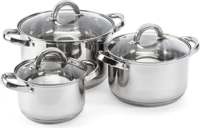 Produktbild von 6 tlg TOPFSET Kochtopfset Töpfe Induktion Edelstahl mit Glasdeckel