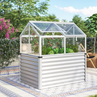 Produktbild von Vitavia Hochfrühbeet "Gamma" aluminium blank 124 x 89 x 135 cm (mit Unterbau) 3 mm ESG