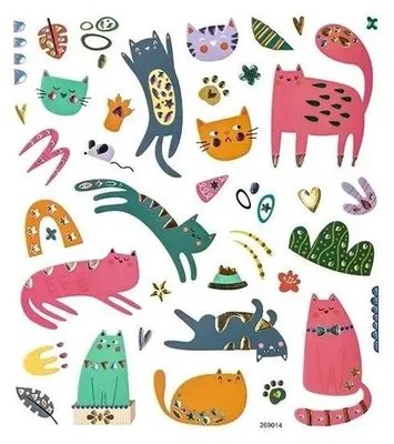 Imagen del producto de Pegatinas con cristales, diseño de gatos divertidos, paquete de 38 unidades.