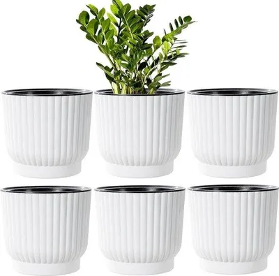 Obrázok produktu pre samozavlažovací plastový kvetináč 15 cm so zavlažovacím systémom pre izbové rastliny - biely