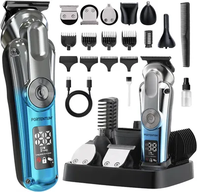 Produktbild von Haarschneidemaschine profi – Set mit 21 – LED – Barttrimmer herren – trimmer für Gesicht und Körper – Bartschneider – 6 Aufsätze ,7 Kammaufsätze,USB-C