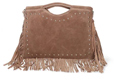 Produktbild von Gave Lux Handtasche Wildleder enkopf Borchienstudded Testa di Moro UNICA 34x25x1 cm