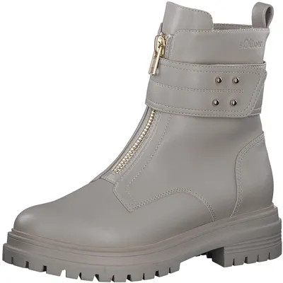 Image de Bottines pour femmes s.Oliver, en similicuir, sans talon, avec fermeture éclair, couleur beige