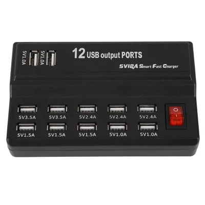 Obrázok produktu pre 12 portov USB rozbočovač 5V 10A Napájací adaptér Nabíjacia stanica Adaptér Nabíjačka Domov Cestovanie Typ