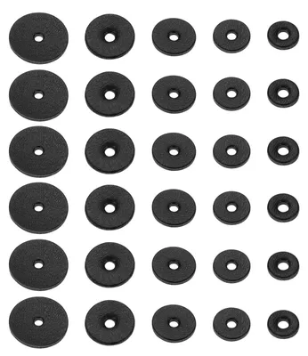 Produktbild von Lederscheiben - 1,5 mm Stärke - 80 Stück in 5 verschiedenen Größen - Rund - Schwarz