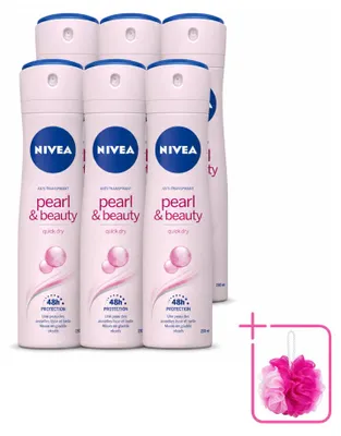 Imagen del producto de 6 aerosoles desodorantes NIVEA Pearl & Beauty, 150 ml - Paquete ahorro - 6 unidades