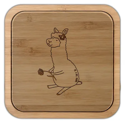 Produktbild von Mr. & Mrs. Panda Getränkeuntersetzer Alpaka Blume - Transparent - Geschenk, Witz, Tischuntersetzer, gläseruntersetzer, Kunststoff-Untersetzer, Lamas, Lama, Coaster